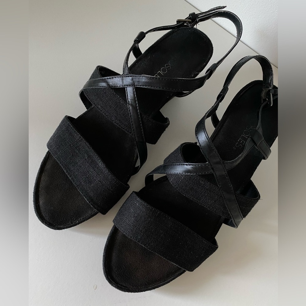 Saks Fifth Avenue Black Crisscross Sandals